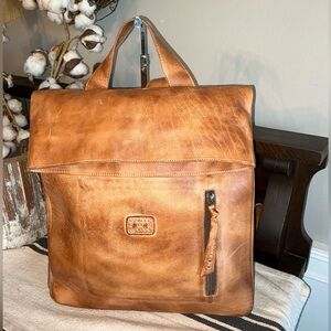 NWOT Bed Stu Leather Howie Flapover Leather Backpack Tan Rustic Retail $365